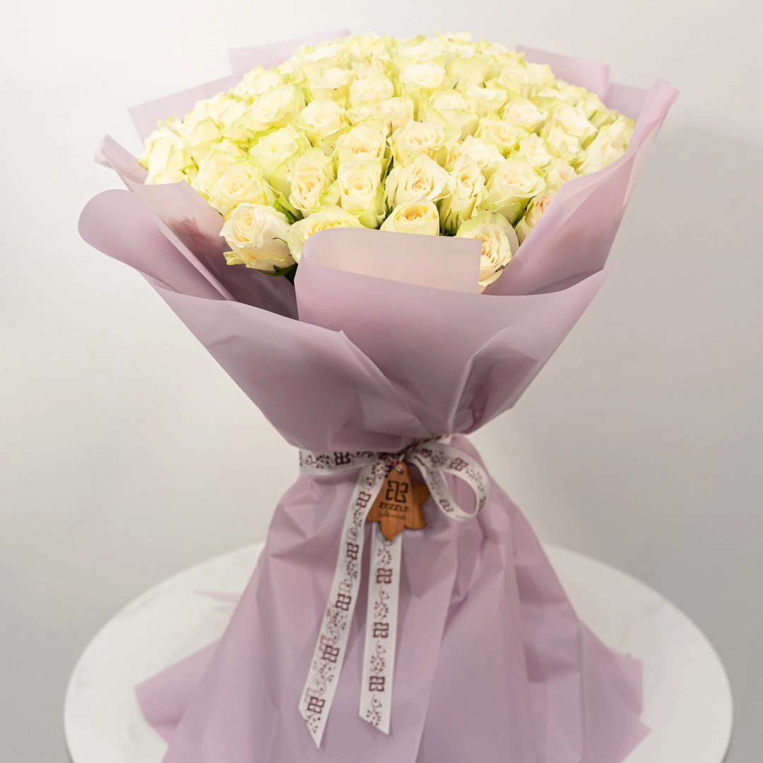 Halo of Purity – 50 White Roses